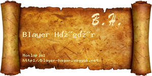 Blayer Hágár névjegykártya